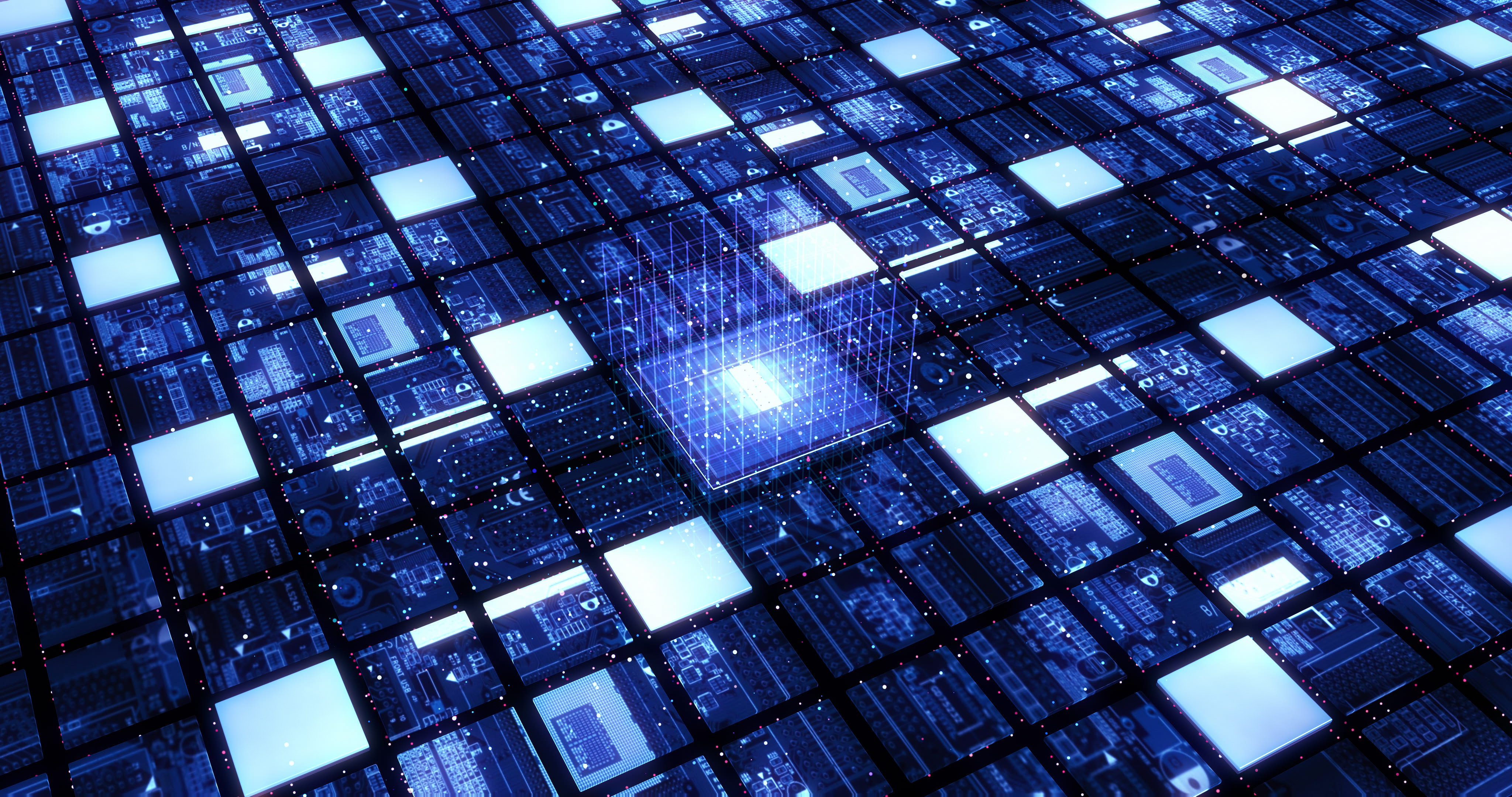 Computer Processor Processing Artificial Intelligence Data. Glowing Chip. Computer And Technology Related 3D Illustration Render.