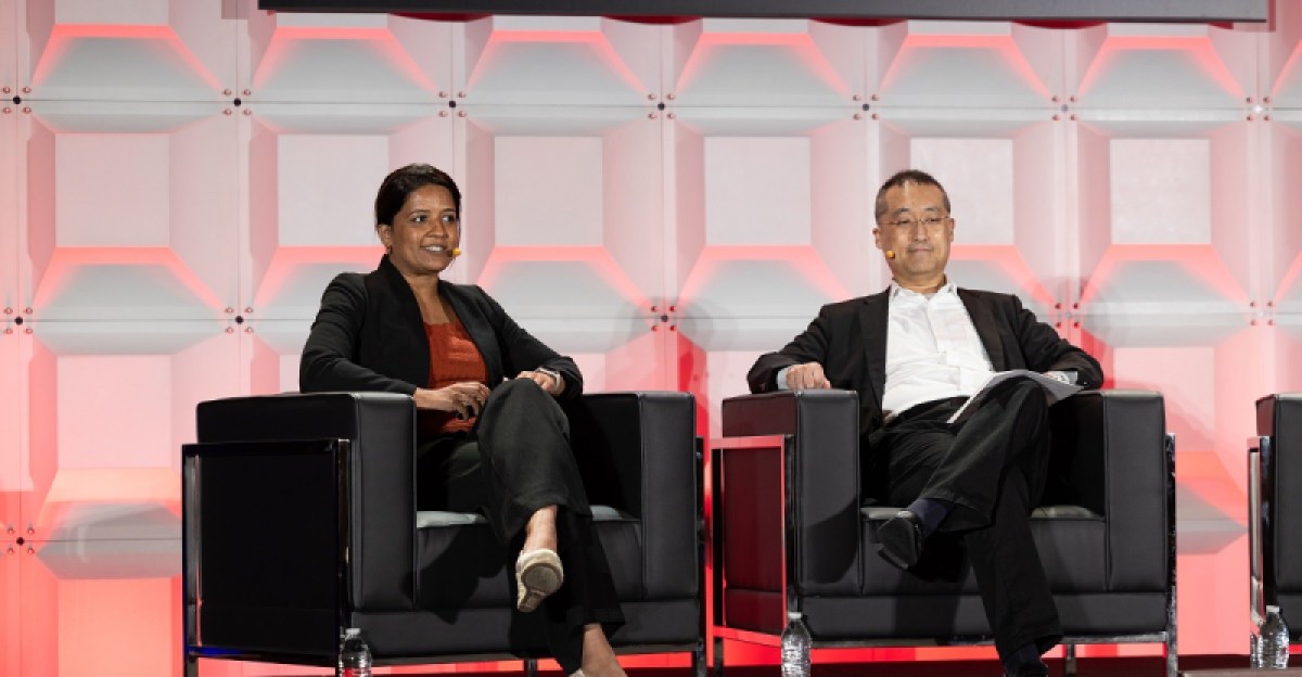 Shilpa Prasad and Sokwoo Rhee speaking at Transform 2023.