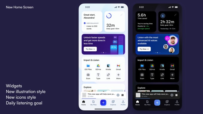 Speechify revamped home screen