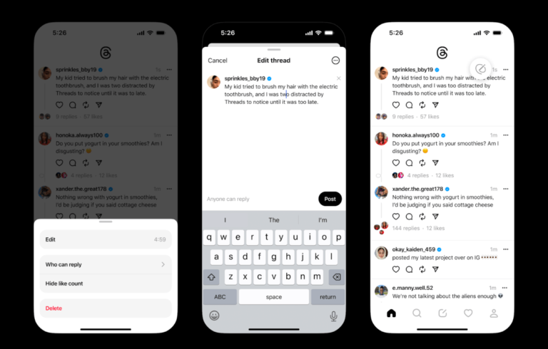 Threads is rolling out an edit button, and it's not locked behind a paywall